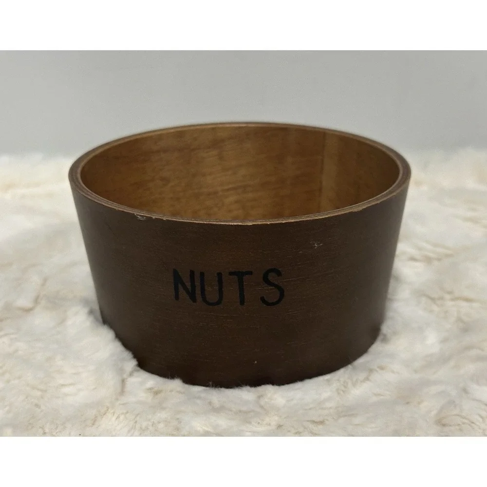 Vtg Nesting Bowls Nuts Chips Pretzels Peanuts Japan Barware‎ MCM Teak Wood?